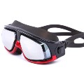 Optical Corrective Swimming Goggles Nearsighted Large Frame Goggles Black+Red  -4.0