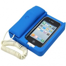 iPhone 4 mobile phone holder / retro matte telephone blue