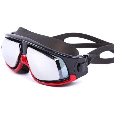 Optical Corrective Swimming Goggles Nearsighted Large Frame Goggles Black+Red  -5.0