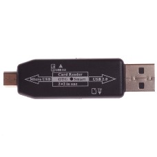 Micro USB+USB2.0 OTG Card Reader OTG HUB Black