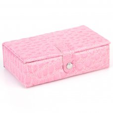 Jewelry Box Casket Box Exquisite Makeup Case Organizer Alligator Grain Pink