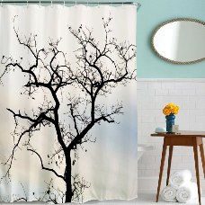 Hot Creative Paraquat Tree Polyester Bathroom Shower Curtain W/12 Plastic Hooks