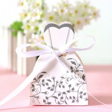 50pcs Bride Dress Candy Bag Wedding Favors Boxes Ribbon Birthday Party Gift Box