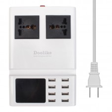 Doolike DL-CDA10 Surge Protector 8 USB Ports 2 AC Ports Power Strip With LCD Screen White