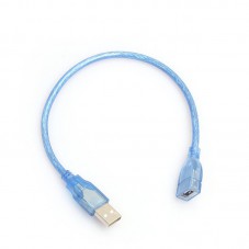 30CM USB 2.0 Extension Cable Transparent Blue Male To Female Extension Cord