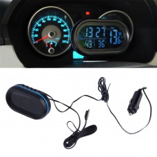Car LED Backlight Digital Display 2 Thermometer Voltmeter Alarm Clock Date