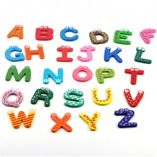Fridge Wooden Magnet Baby Children Toy A-Z ABC Educational Alphabet 26 Letter