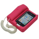iPhone 4 mobile phone holder / retro matte telephone rose red