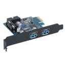 ORICO PVU3-2O2I USB3.0 PCI-Express Card with two rear ports and a USB3.0 20PIN Adapter Connector