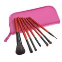 7PCS Red Handle Makeup Brush Kits With Rose Zipper Pouch