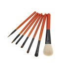 7PCS Orange Handle Makeup Brush Kits With Yellow Zipper Pouch