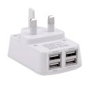 Universal USB power UK adapter with four USB power port output DC 2400mA for various phones