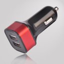 4.2A black surface color red ring color square shape dual usb car charger