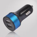 3.4A black surface color blue ring color round shape dual usb car charger
