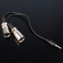 Black + Silver 3.5 audio male to male converter adapter cable dual mic microphone alloy + PVC