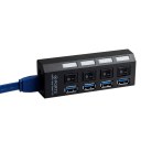 4 Ports USB 3.0 HUB with On/Off Switch Eu Power Adapter For Desktop Laptop 
