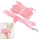 Pink Adjustable Pet Cat Dog Rabbit Angle Wing Style Harness Leash Strap For pet