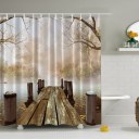 Ocean Decor Fall Wooden Bridge Seasons House Paintings Bathroom Shower Curtain