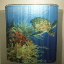 Sea Big Turtle Family Bathroom Shower Curtain Simple Ring Pull Easy To Install