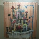 Cartoon Home Decor Shower Curtain House Tub Design Bathroom Waterproof Polyester