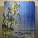 Seaview Palm Tree Summer Beach Polyester Bathroom Shower Curtain With 12pcs Hook