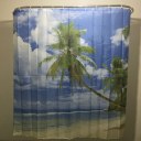 Blue Sky Beach Palm Tree Bathroom Curtain Waterproof Polyester  Shower Curtain