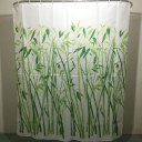 Bamboo Forest Waterproof Polyester Bathroom Shower Curtain With 12pcs Hooks
