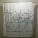 Shower Curtain Subway Tube Map Pattern Bathroom Waterproof Polyester Curtain