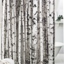 Tree Pattern Shower Curtain Polyester Soft Bath Curtain Brown Easy to Wash