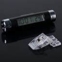 2  In 1 Blue Backlight Clip-on Car Auto Bicycle Digital LCD Clock Thermometer