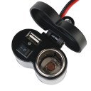 Waterproof Motorcycle USB Power Supply Port Lighter Socket Charger 12-24V Black