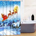 1.8*1.8 Christmas elk Waterproof Bathroom Fabric Shower Curtain With 12 Hook