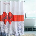 180x180cm Christmas Bowknot Waterproof Shower Curtain Bathroom & 12 Hook RED