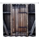 Fence Wooden Door Pattern Shower Curtain Digital Printing Polyester Antique