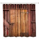 Kashang Classical Red Brown Barn Wooden Door Pattern Background Shower Curtain