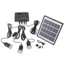 4W Home Outdoor LED Lighting Solar Powered Bulb System w Solar Panel Kit Black
