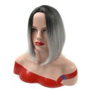 Fashion Wig Grey Ombre Wigs Short Straight Synthetic Hair Full Wig for Women