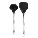 Stainless Steel Handle Silicone Kitchenware Set of 2 Silicone Spatula Ladle
