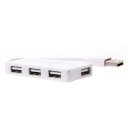 4 Ports USB 2.0 Hub Concentrator Ultra-thin White