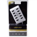10 Ports USB 2.0 Hub Concentrator With Power Port White