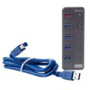 4+1 Ports Hub Concentrator USB 3.0 Hub Seperate Switch 2.1A Speedy Charging Black