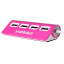 4 Ports USB 2.0 Hub Concentrator Aluminium Alloy Pink