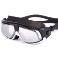 Optical Corrective Swimming Goggles Nearsighted Large Frame Goggles Black+Silver  -2.0