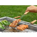 Outdoor Barbecue Tool Stainless Steel Stick Grilling Skewers Wooden Handle 12 In 1 Pack