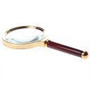 TJZ Magnifying Glass Hand-held Metal Frame Wooden Handle Red