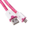 Android Phones Data Cable Nylon Woven Cable Golden Edge Micro USB Port 2m Rose Red
