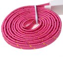 Android Phones Data Cable Nylon Woven Cable Golden Edge Micro USB Port 2m Rose Red