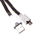 Android Phones Data Cable Nylon Woven Cable Golden Edge Micro USB Port 3m Black