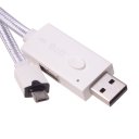 Android Phones Data Cable OTG Function 2 in 1 Flat Nylon Woven Data Cable 1m Silver