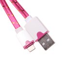 IOS iPhone Data Cable Nylon Woven Cable Golden Edge For iPhone5/6/6S 2m Rose Red